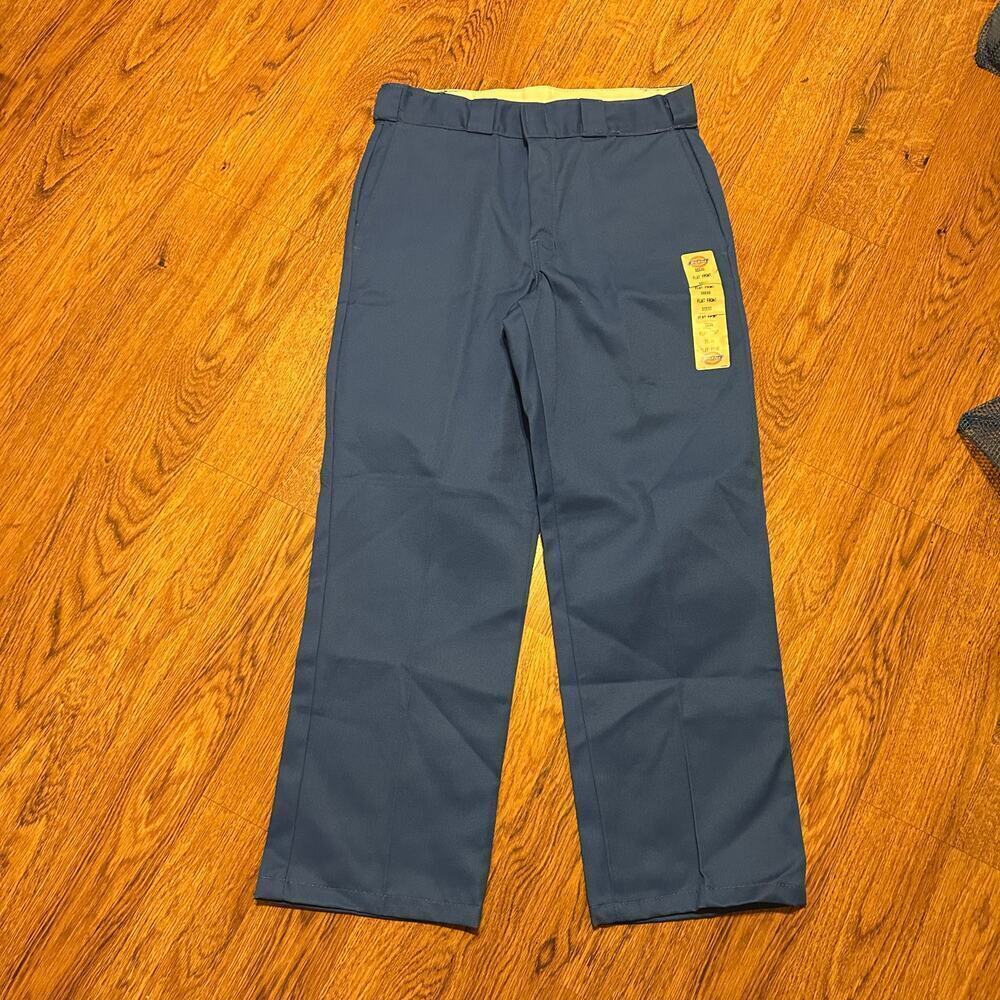 Dickies Vintage Blue Straight leg flat front pants 32x30 polyester/cotton blend